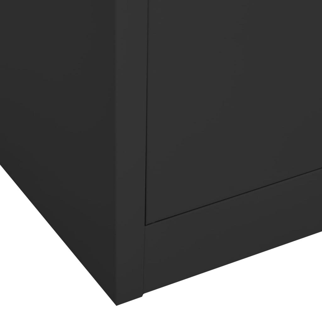 Büroschrank Hellgrau 90x40x180 cm Stahl und Gehärtetes Glas