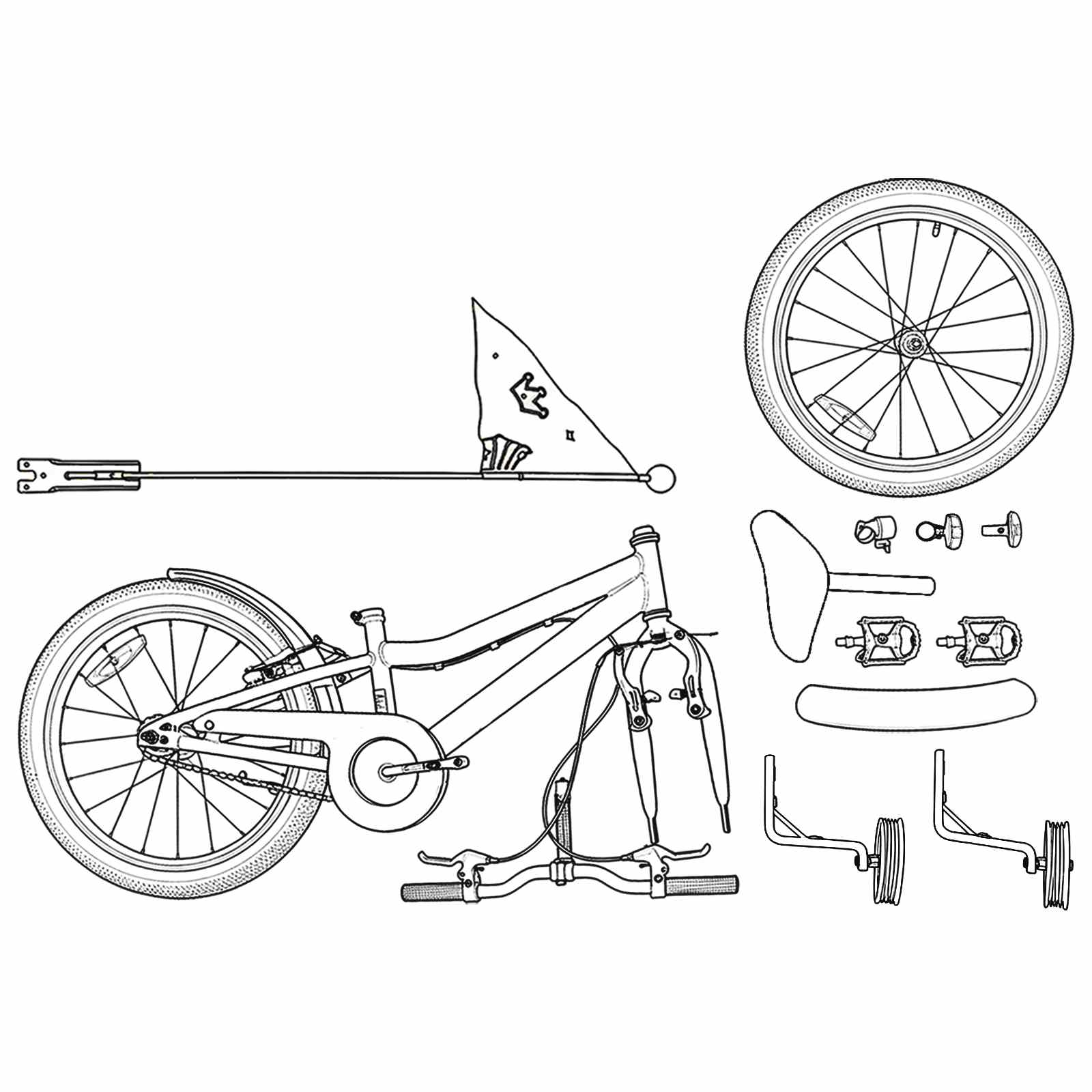 Kinderfahrrad 12 Zoll für 2-4 Jahre alt Schwarz