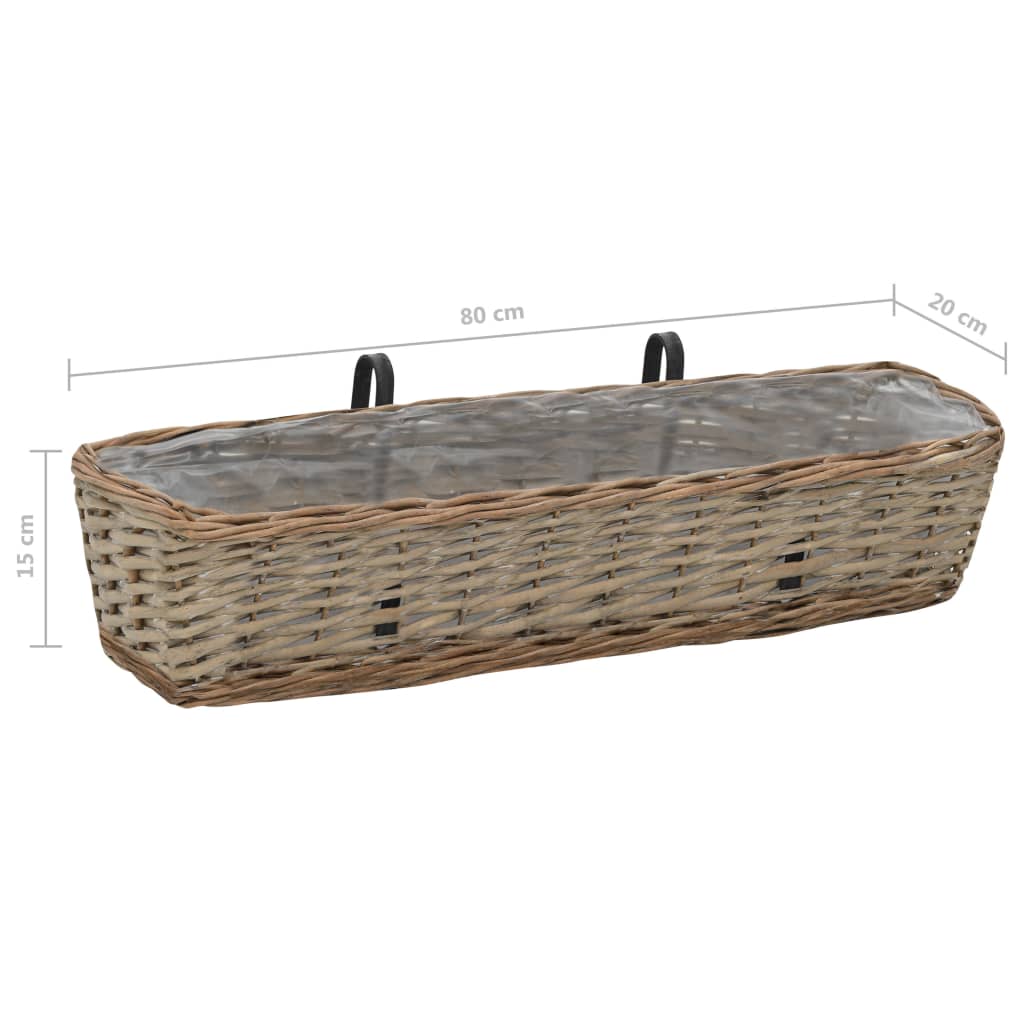 Balkon-Blumentöpfe 2 Stk. Weide mit PE-Auskleidung 40 cm