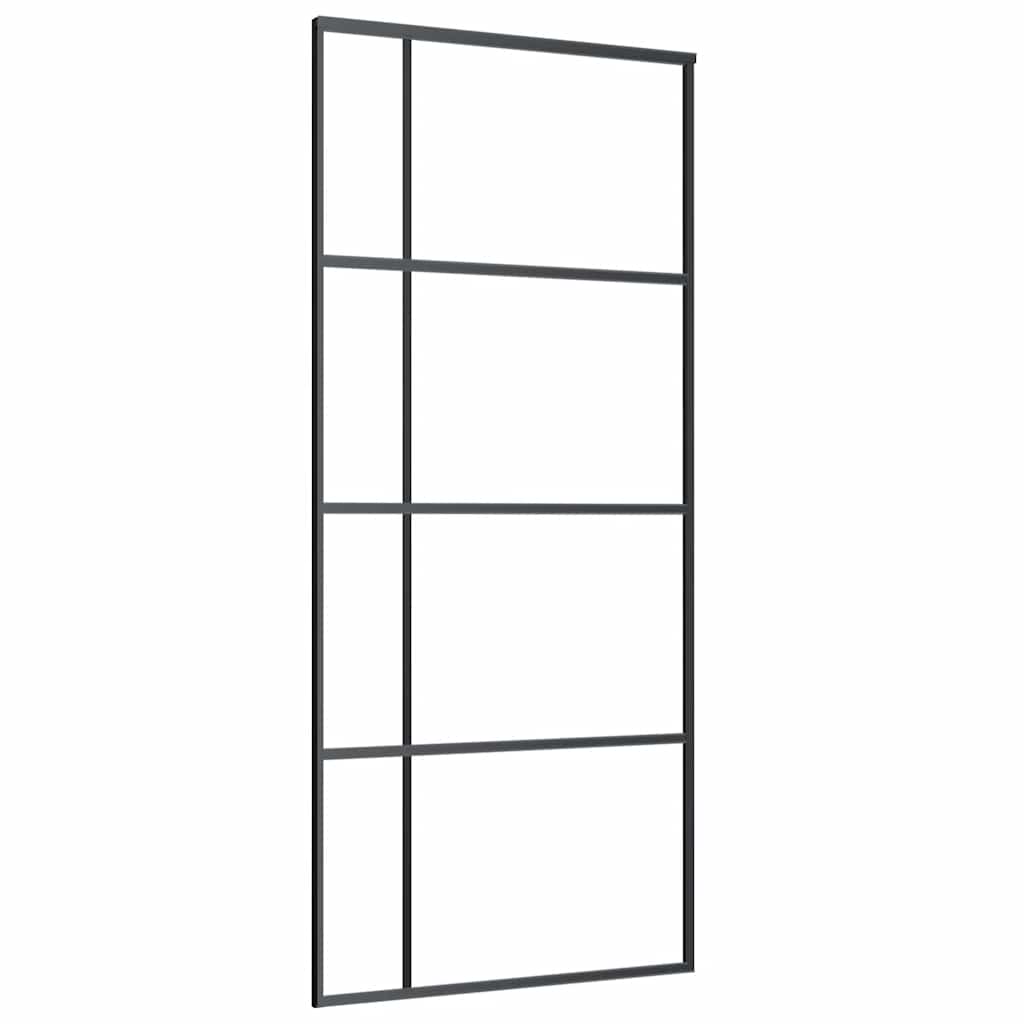 Schiebetür ESG-Glas und Aluminium 76x205 cm Schwarz