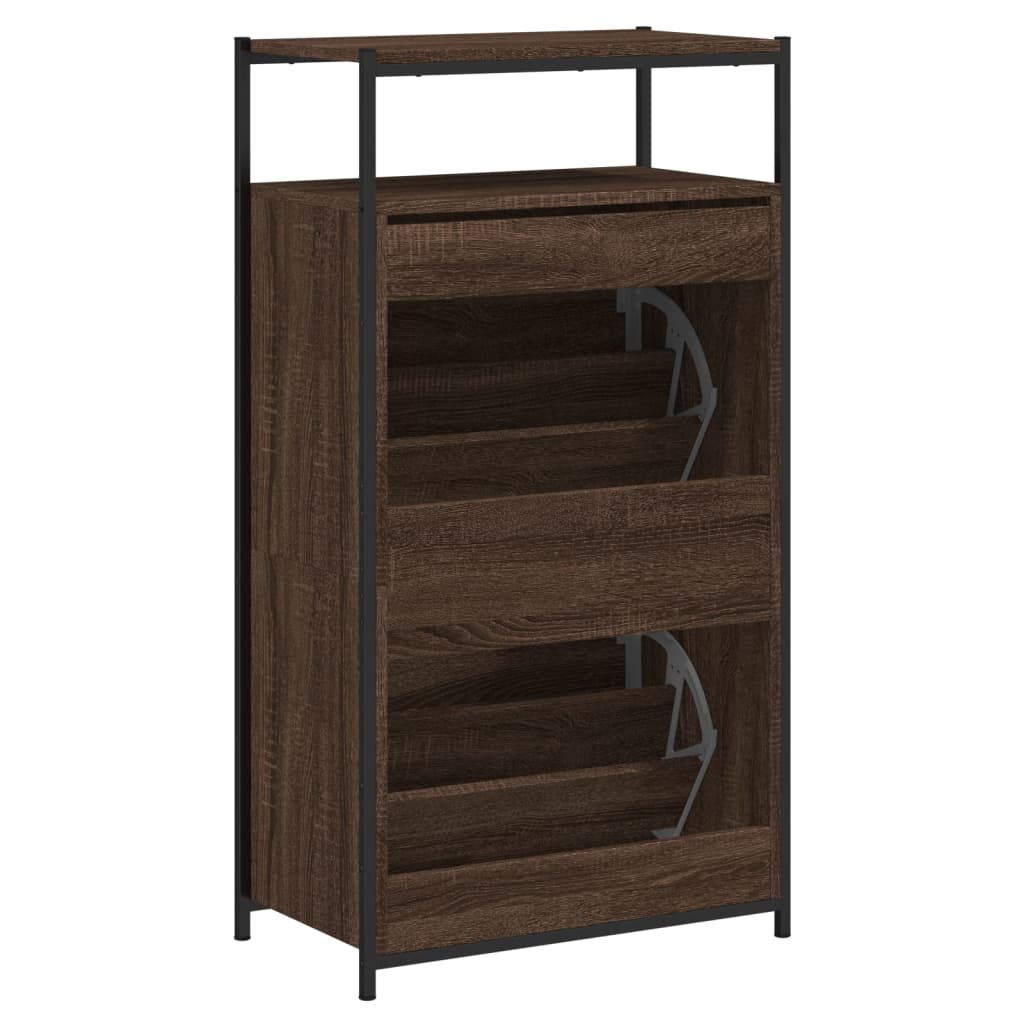 Schuhschrank mit 4 Klappen Sonoma-Eiche 100x34x112 cm