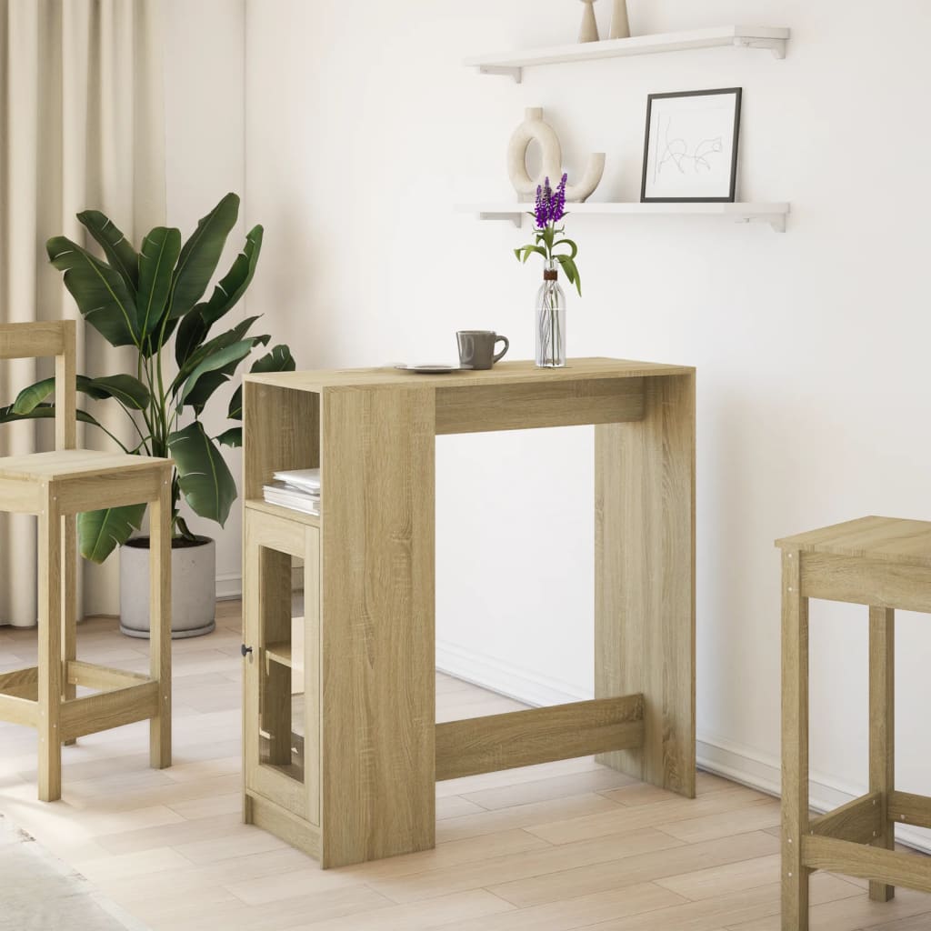 Bartisch Schwarz Eichen-Optik 101 x 40 x 103,5 cm Holzwerkstoff