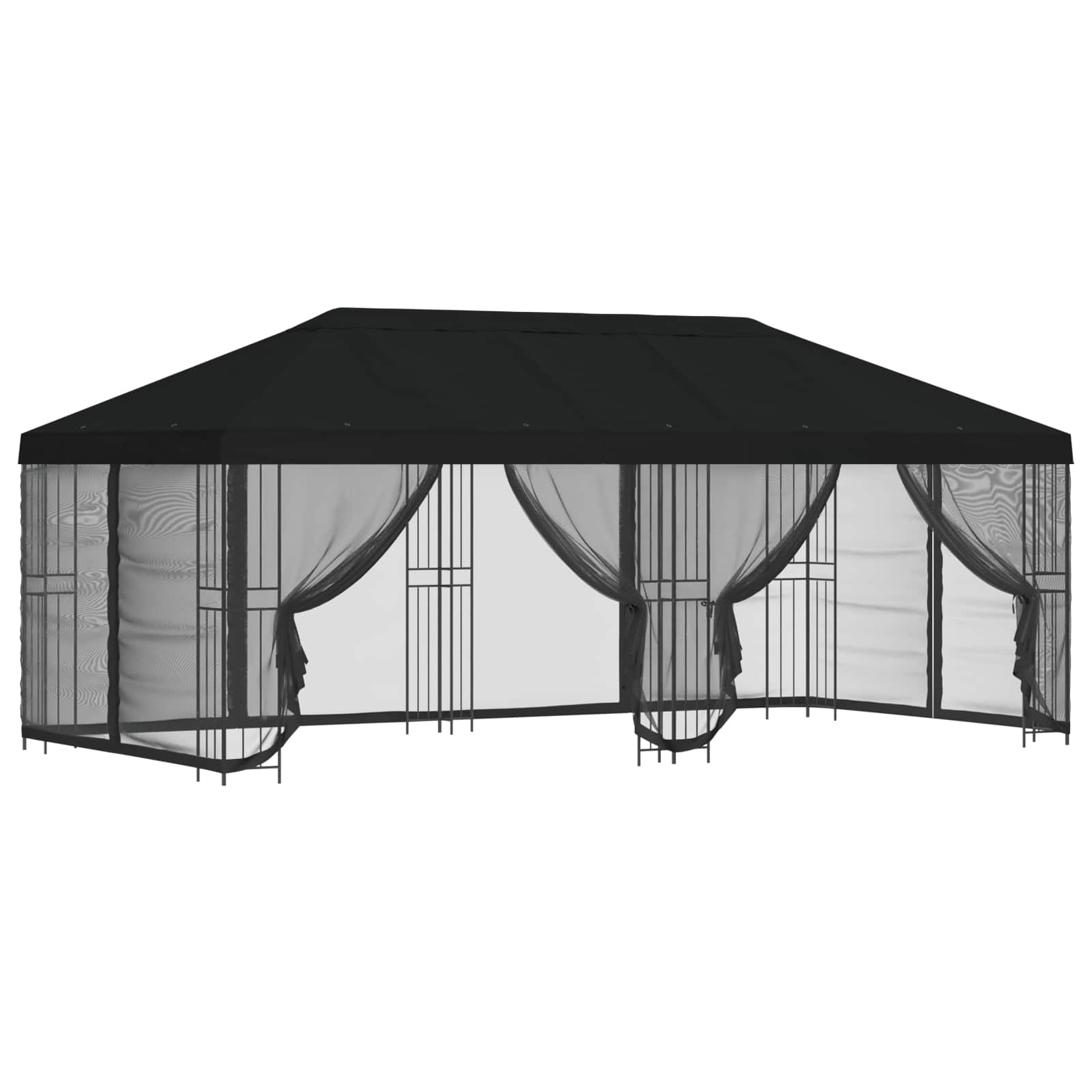 Pavillon mit Seitenwänden 6 x 3 m Beige Polyester und Stahl 190