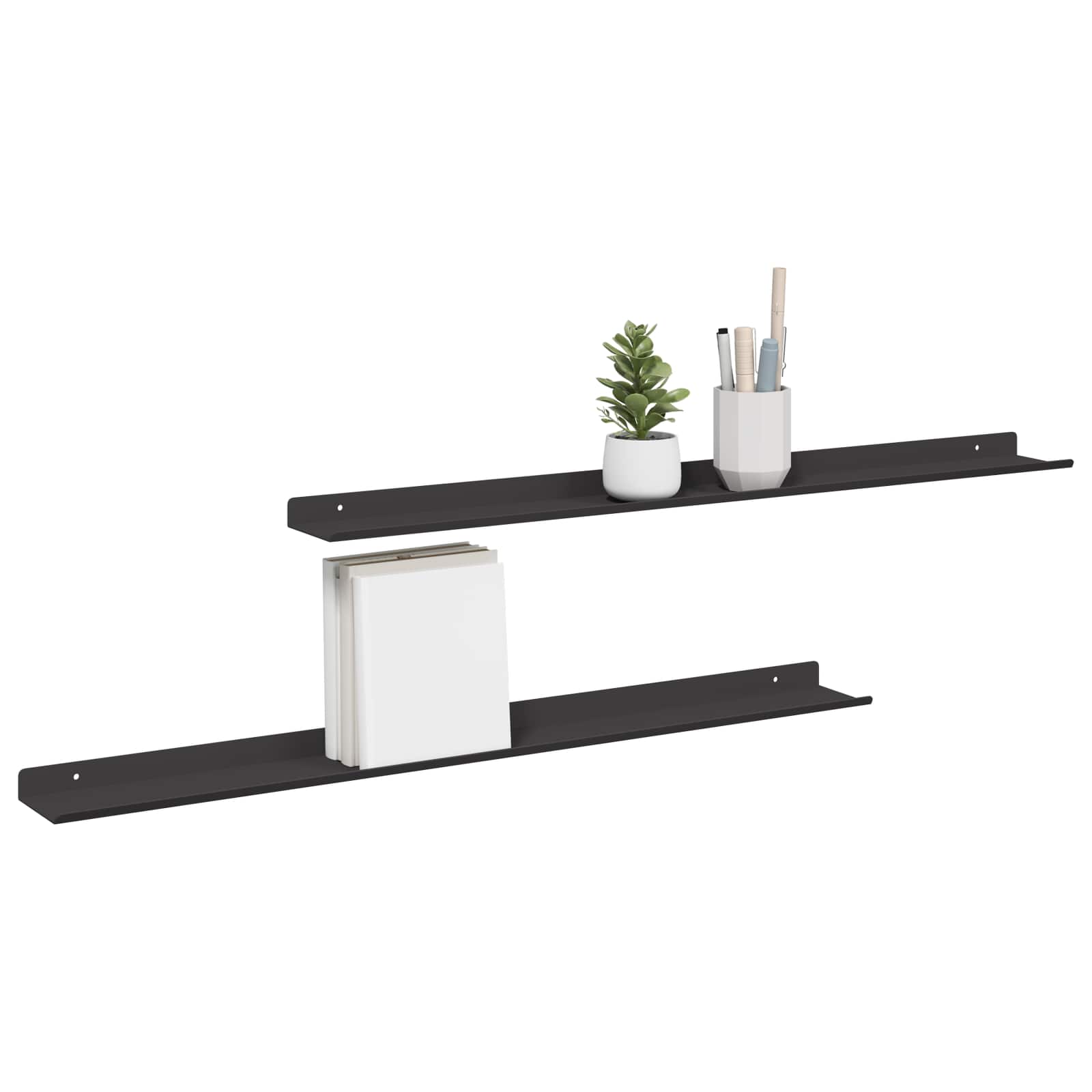 Schwebendes Regal 3 pcs Schwarz 40 x 9 x 2,5 cm Stahl