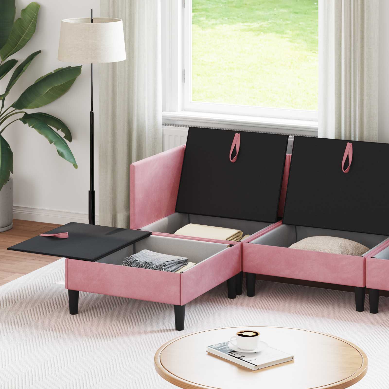 Wohnzimmergarnitur mit Kissen mit Speicher 3 pcs Hellgrau Samt