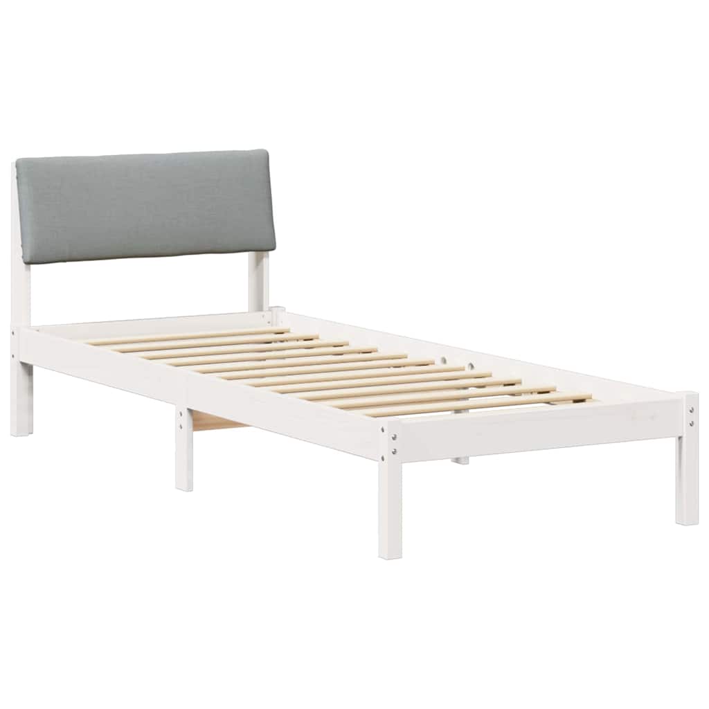 Bettgestell Braun und hellgrau 200 x 200 cm Massivholz Kiefer