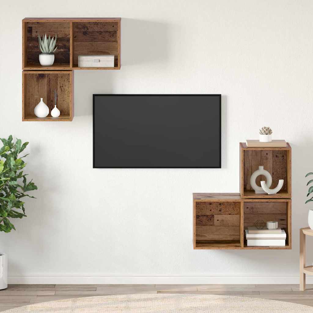 4-tlg. TV-Schrank-Set Weiß Holzwerkstoff