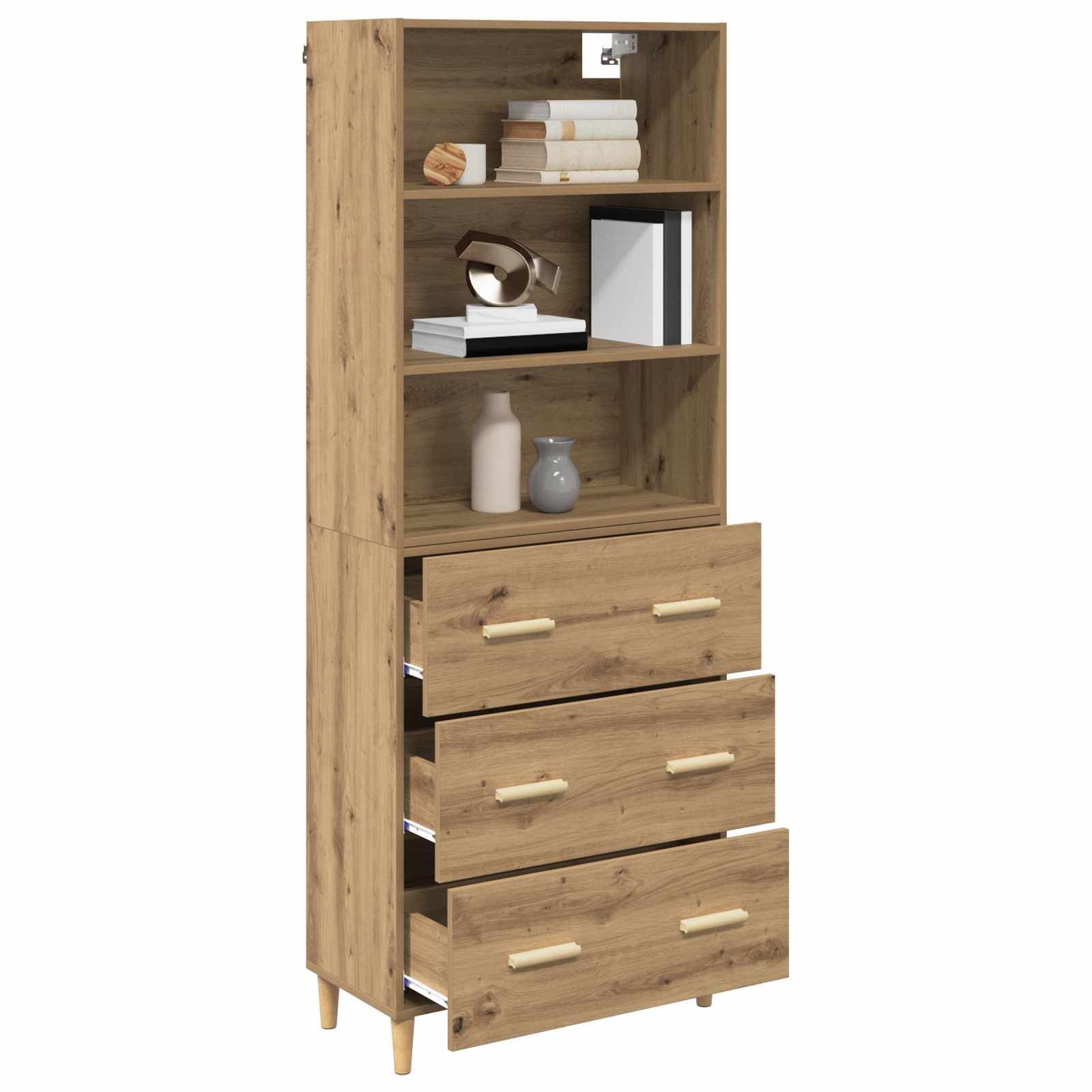 Highboard Altholz 69,5 x 32,5 x 180 cm Holzwerkstoff