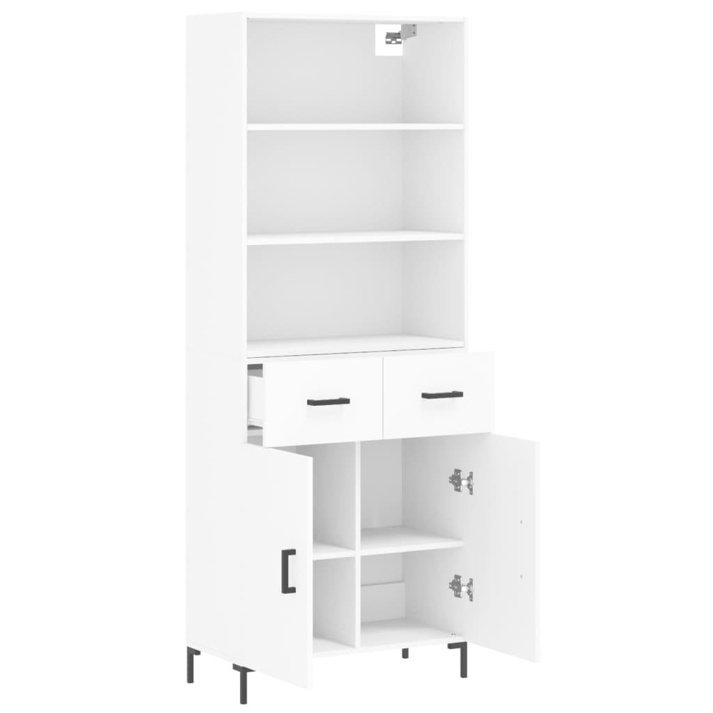 Highboard Hochglanz-Weiß 69,5x34x180 cm Holzwerkstoff