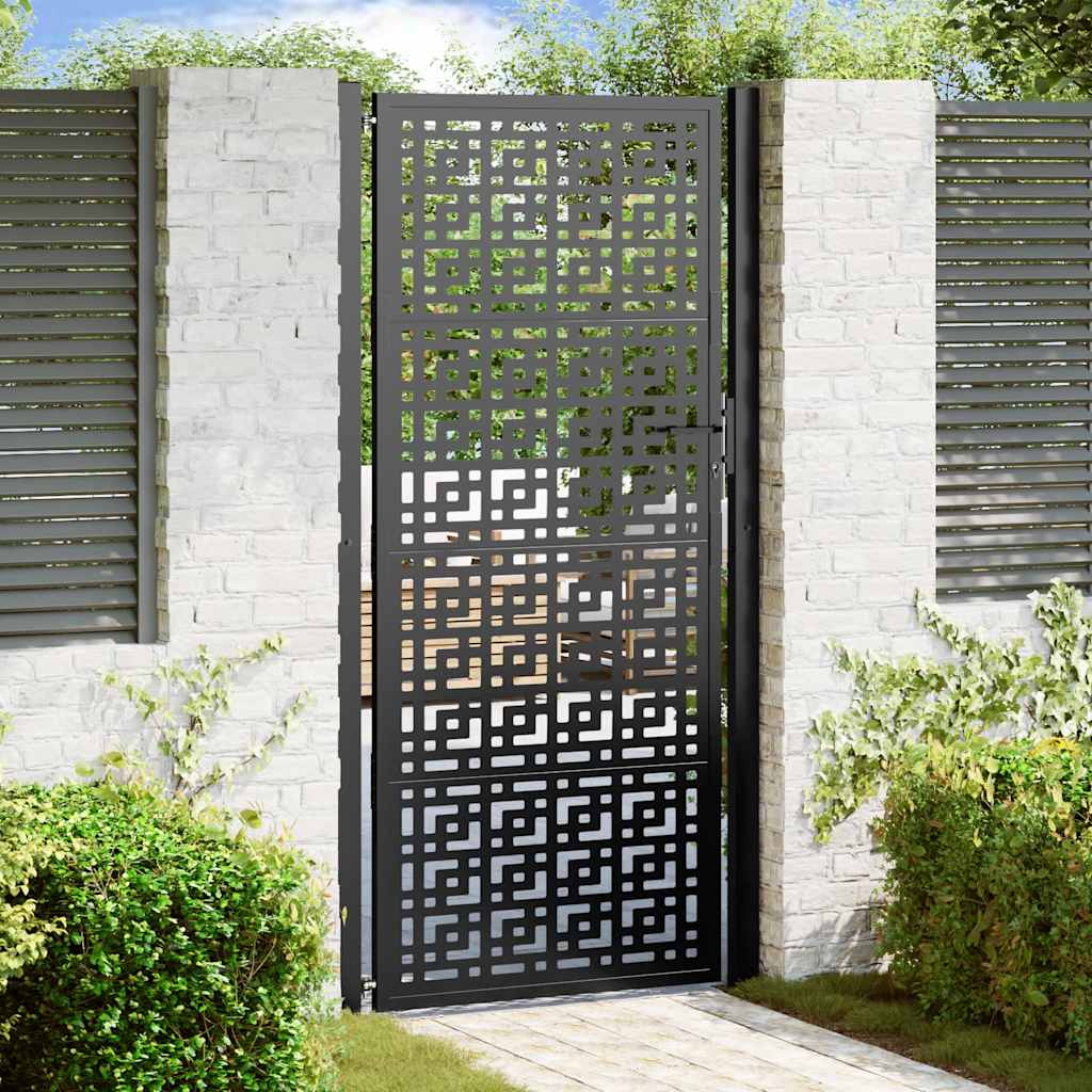 Gartentor Schwarz 100x100 cm Stahl Lichtdesign