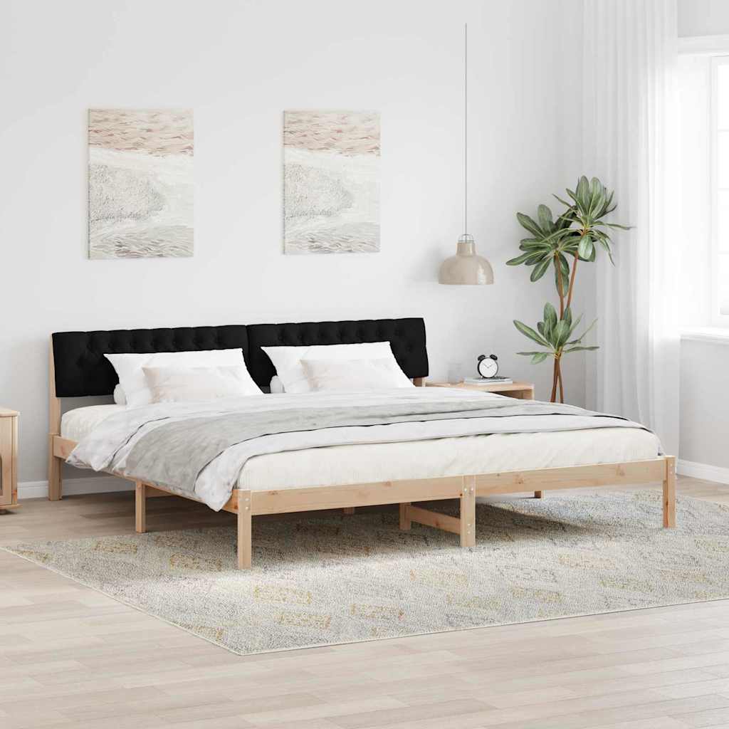 Bettgestell Braun und hellgrau 200 x 200 cm Massivholz Kiefer