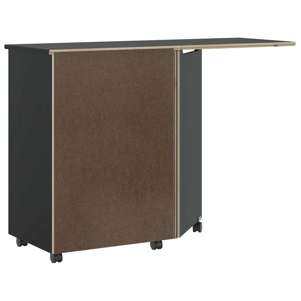 Rollschrank mit Schreibtisch MOSS Honigbraun Massivholz Kiefer