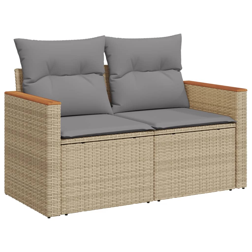 10-tlg. Garten-Sofagarnitur mit Kissen Schwarz Poly Rattan