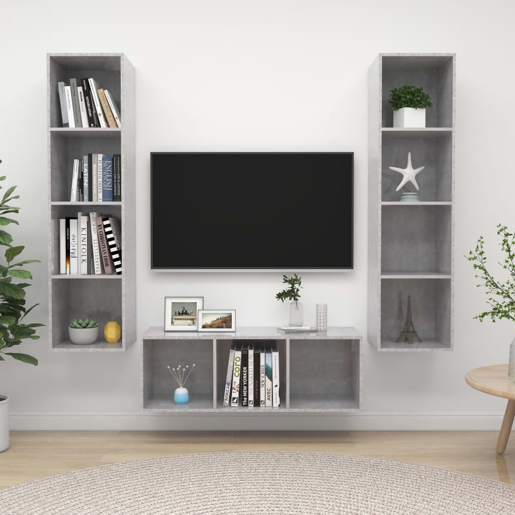 3-tlg. TV-Schrank-Set Weiß Holzwerkstoff