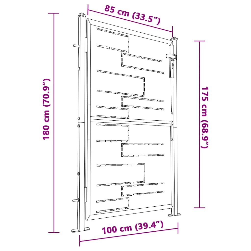 Gartentor 100 x 95 cm Edelstahl