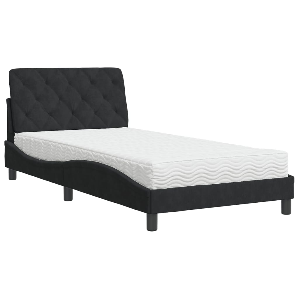 Bett mit Matratze Hellgrau 80x200 cm Samt