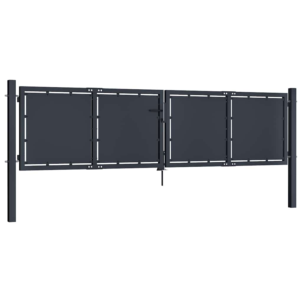Gartentor aus Stahl 300 x 75 cm Anthrazit
