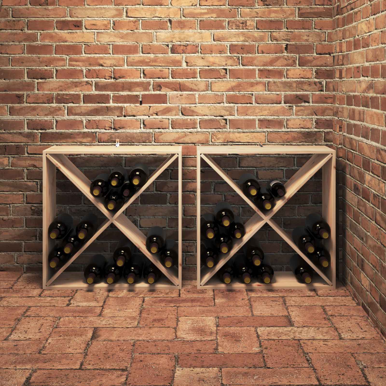 Weinschrank 56 x 25 x 56 cm Massivholz Kiefer