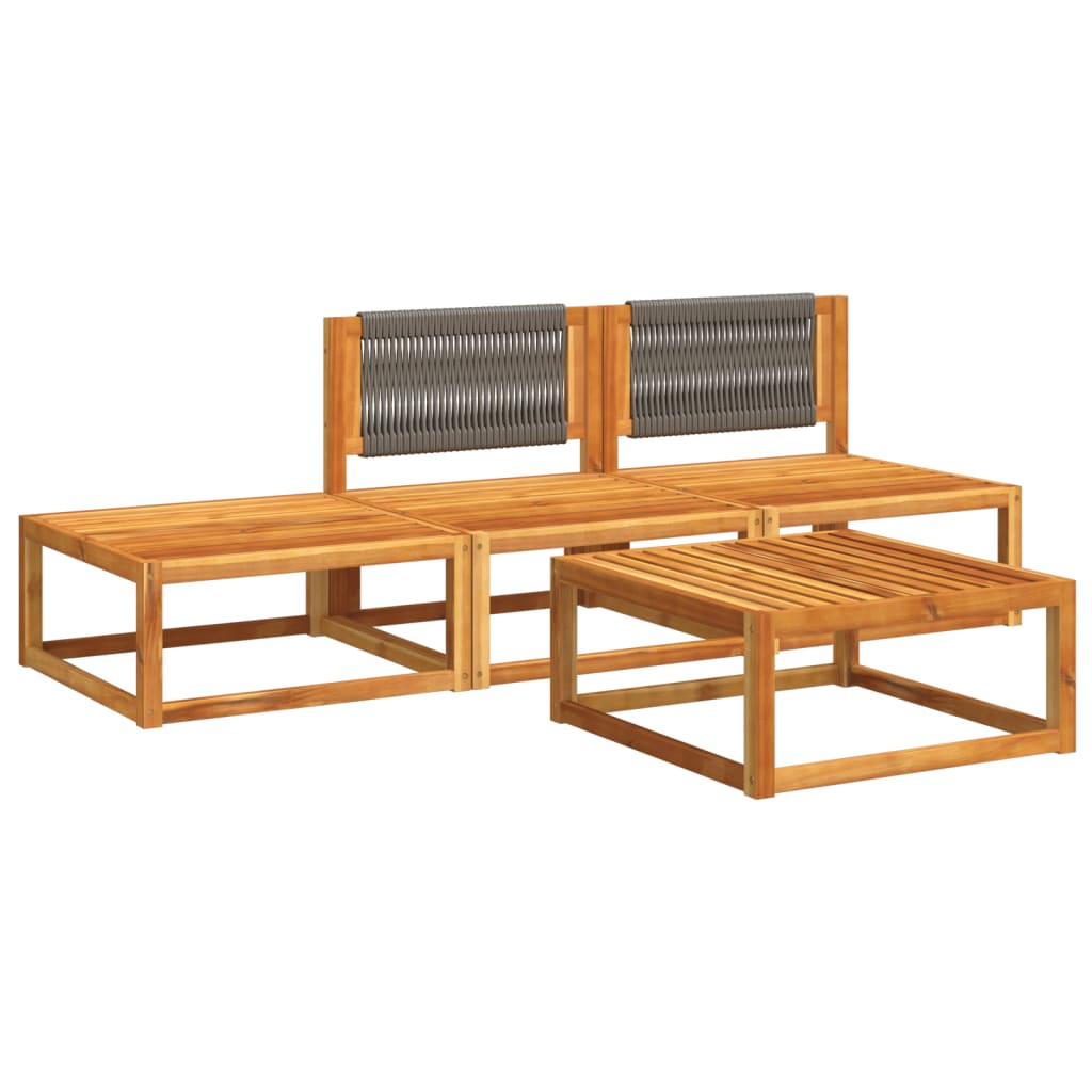 6-tlg. Gartensofa-Set mit Kissen Holz Akazie & Seil