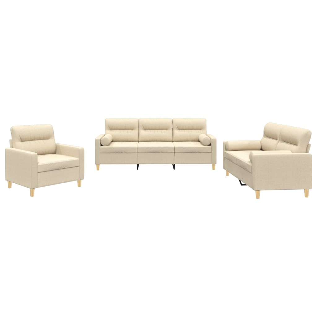 4-tlg. Sofagarnitur mit Kissen Taupe Stoff