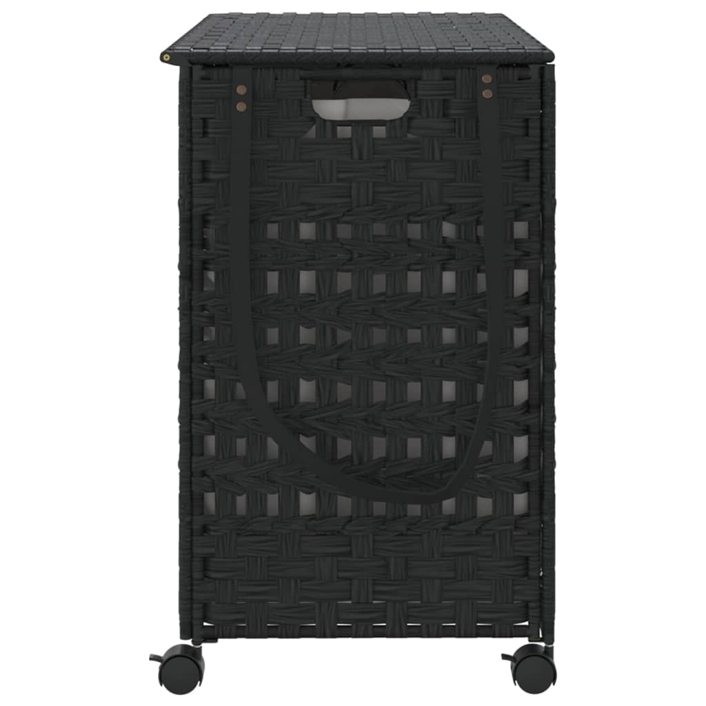 Wäschekorb mit Rollen 66x35x60 cm Rattan