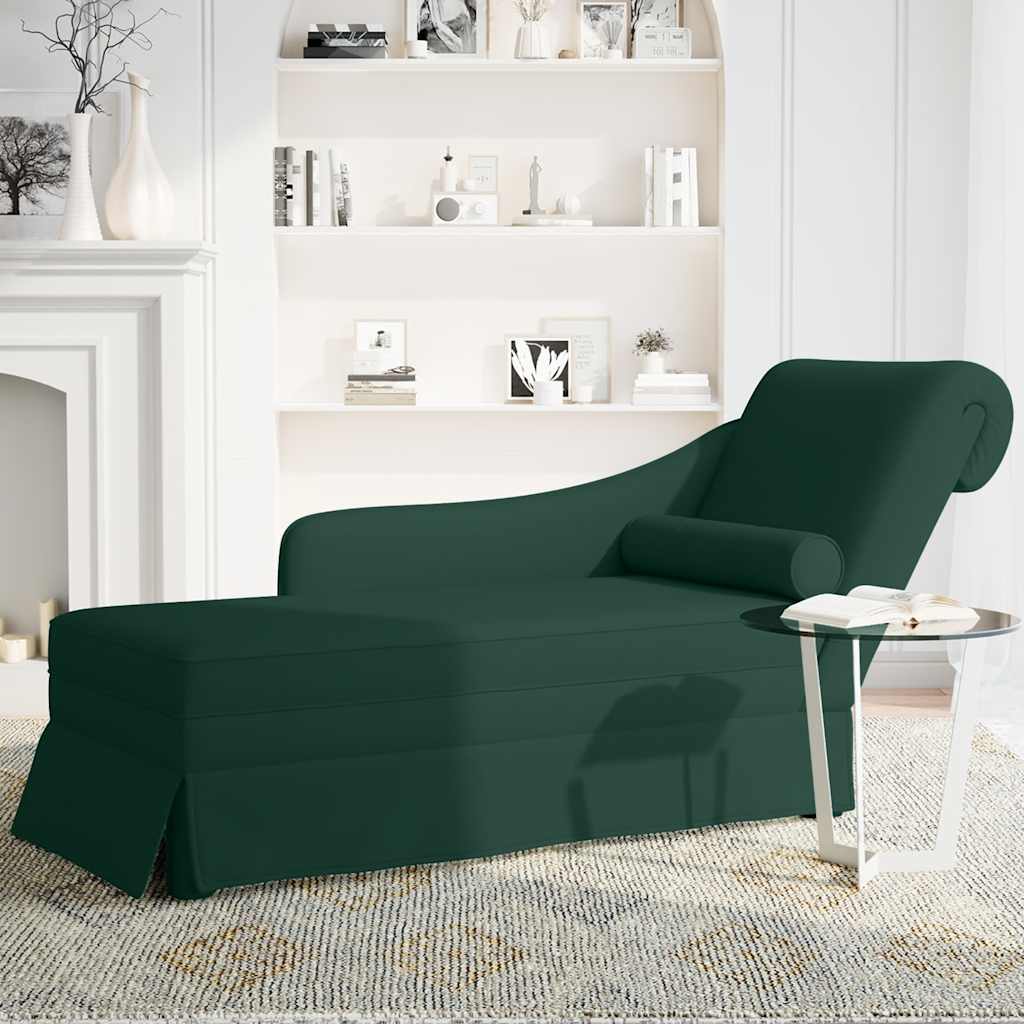 Chaiselongue mit Nackenrolle und Rechter Armlehne Blau Samt