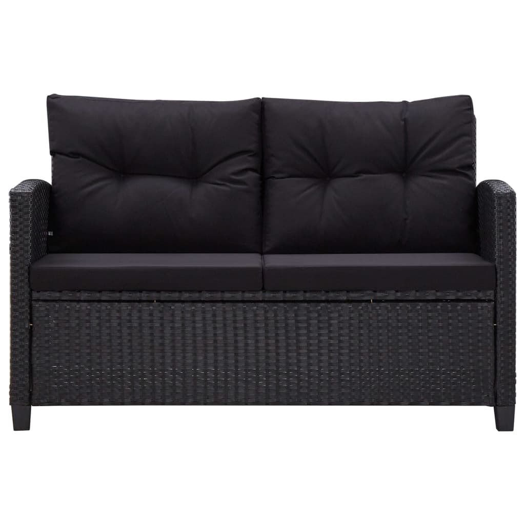 2-Sitzer-Gartensofa mit Kissen Grau 124 cm Poly Rattan