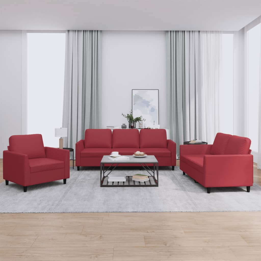 4-tlg. Sofagarnitur mit Kissen Creme Kunstleder