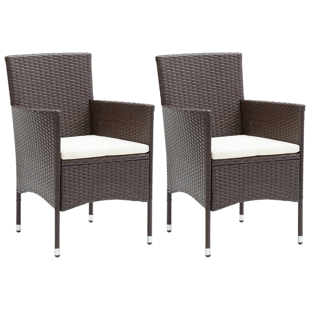 Garten-Essstühle 2 Stk. Poly Rattan Beige