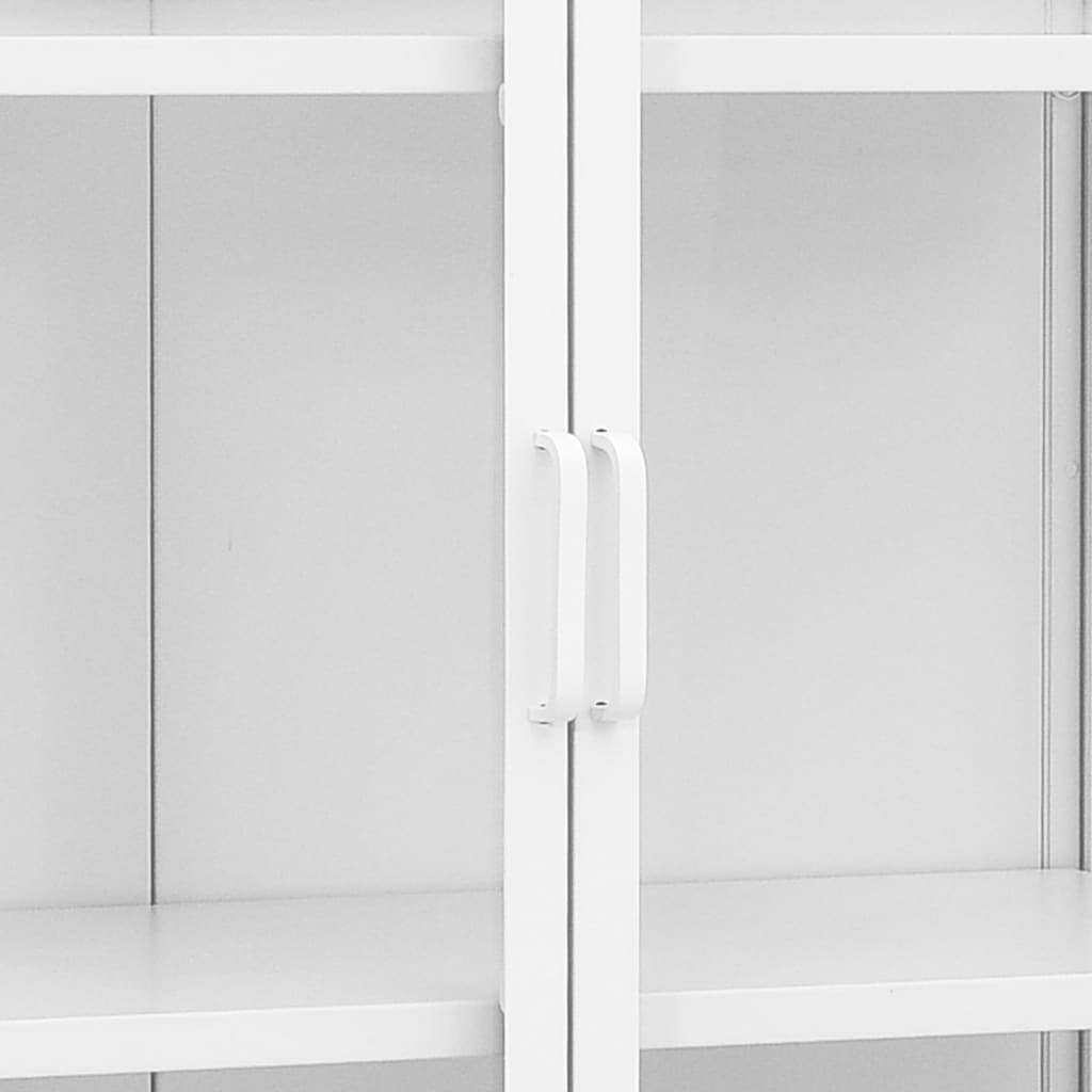 Highboard Schwarz 80x35x135 cm Stahl und Gehärtetes Glas