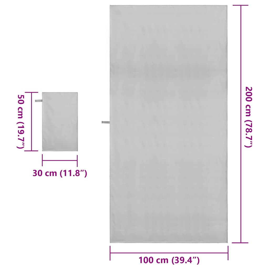Sporthandtuch Set 2 pcs Dunkelgrau Stoff