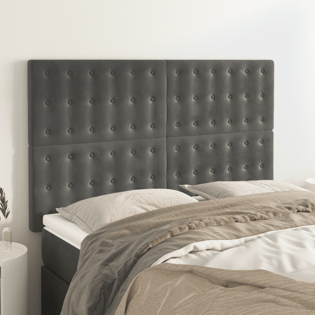 Kopfteil Hellgrau 80x5x118/128 cm Samt