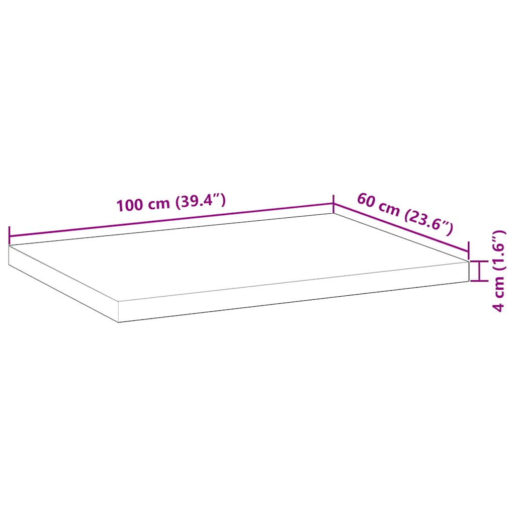 Schreibtischplatte Unbehandelt 60x50x2 cm Massivholz Akazie