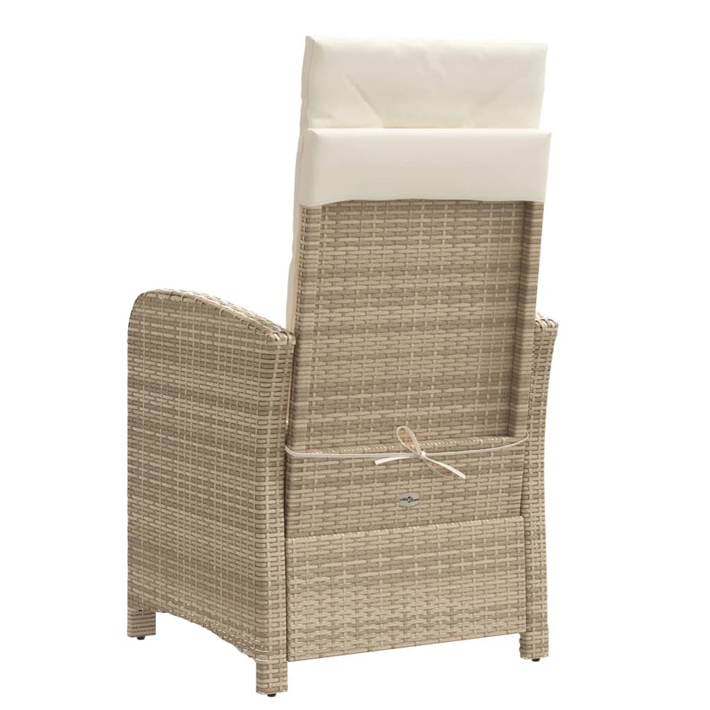 Gartensessel mit Fußteil Verstellbar Schwarz Poly Rattan