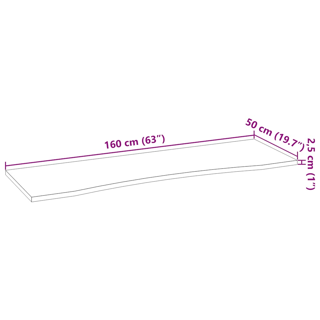 Schreibtischplatte Unbehandelt 80x50x2,5 cm Massivholz Eiche