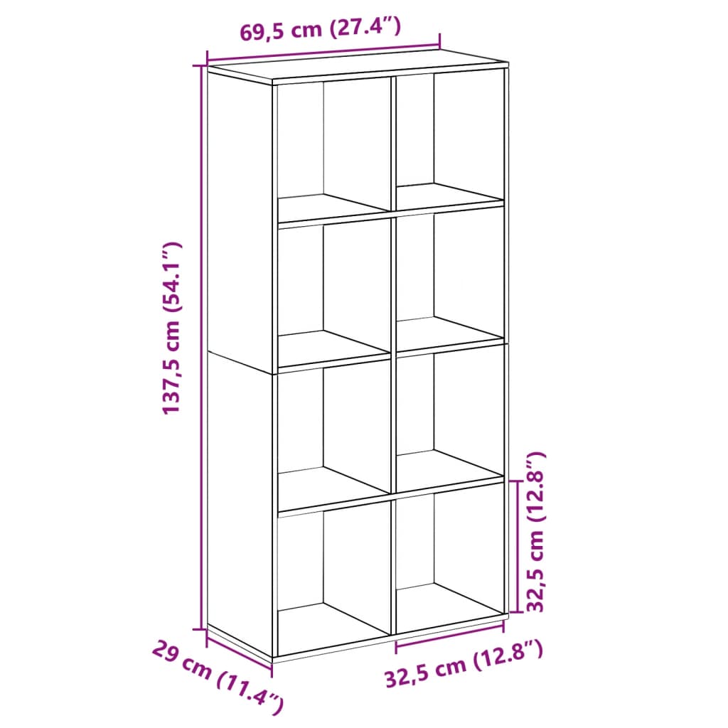 Bücherregal Weiß 137,5x29x137,5 cm Holzwerkstoff