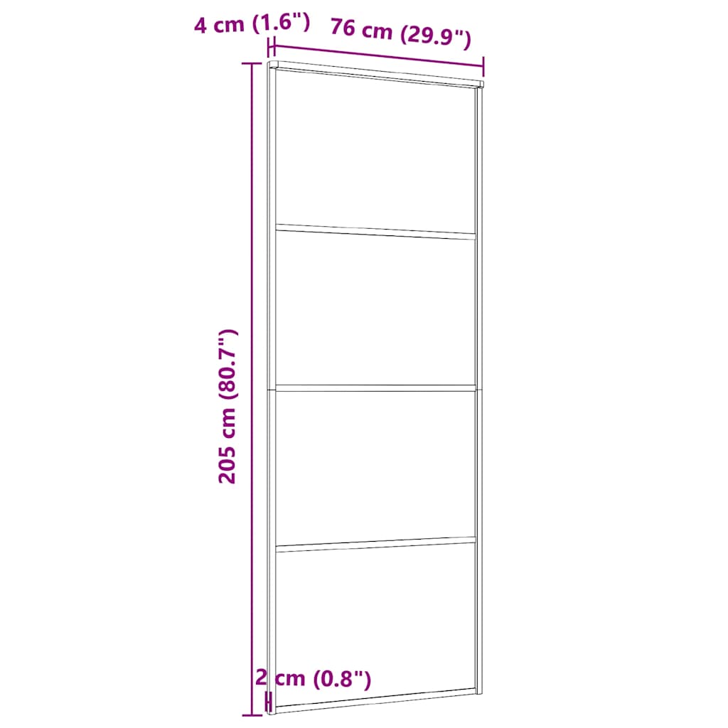 Schiebetür Aluminium und ESG Glas 90x205 cm Schwarz