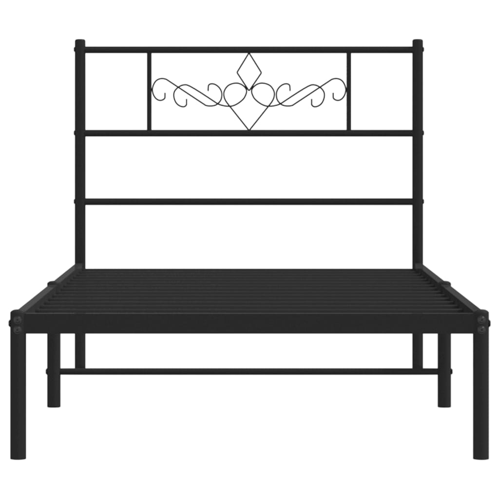 Bettgestell mit Kopfteil Metall Schwarz 100x190 cm
