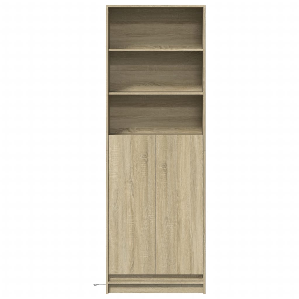 Highboard mit LED-Beleuchtung Weiß 69x32,5x200 cm Holzwerkstoff