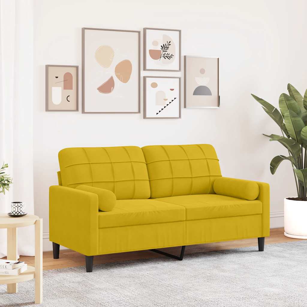 2-Sitzer-Sofa mit Zierkissen Hellgrau 120 cm Samt