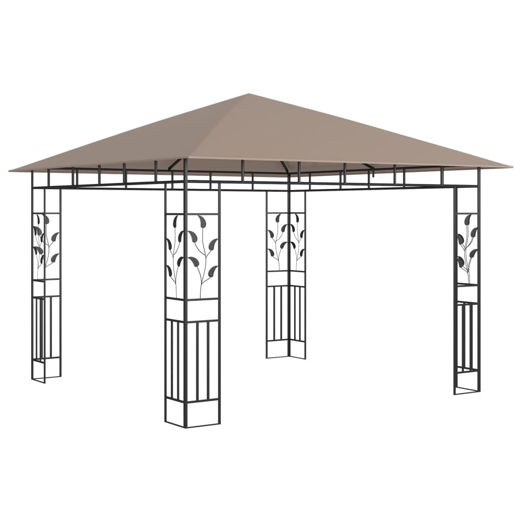 Pavillon mit Moskitonetz & LED-Lichterkette 3x3x2,73m Cremeweiß