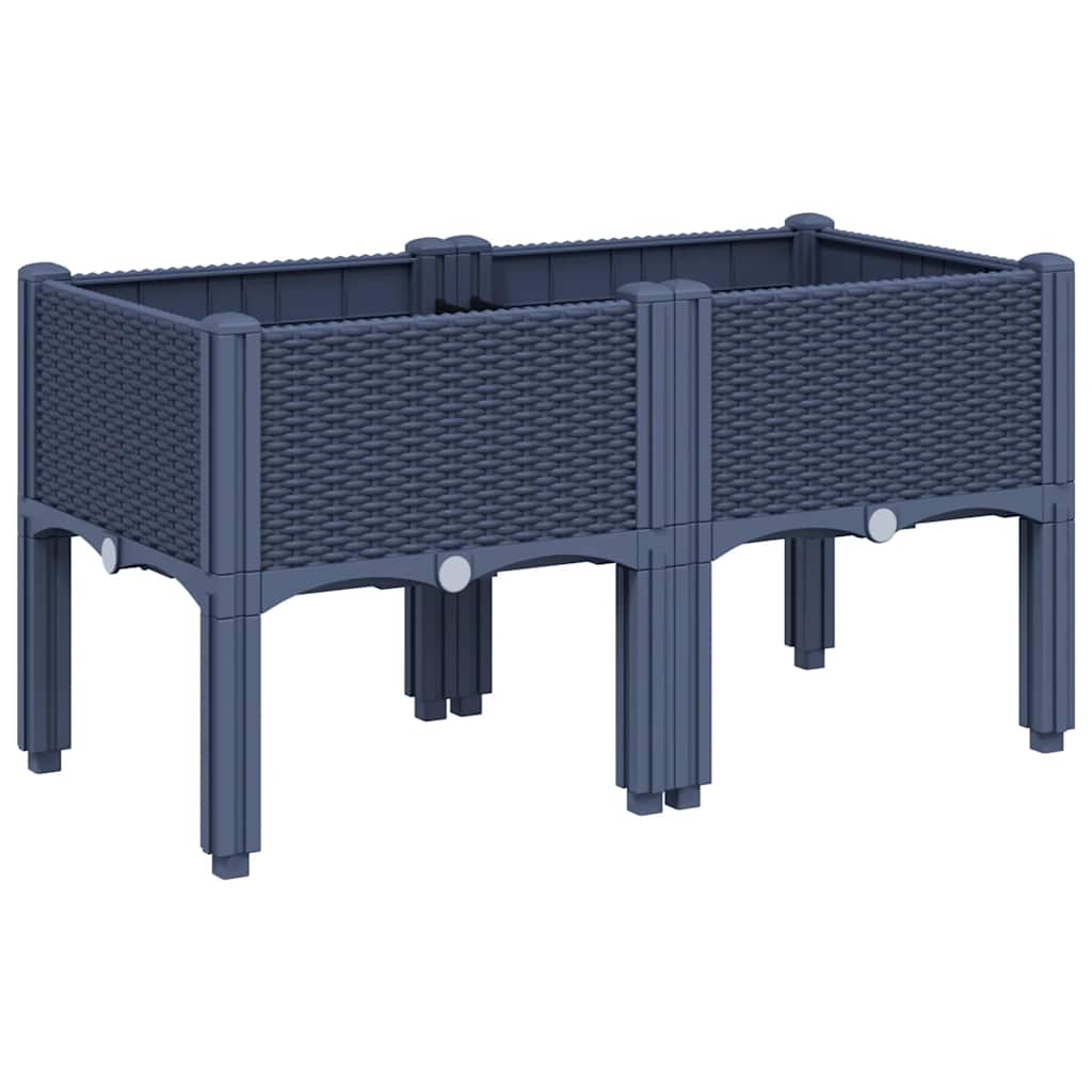 Pflanzkasten mit Beinen Blaugrau 40x40x42 cm PP
