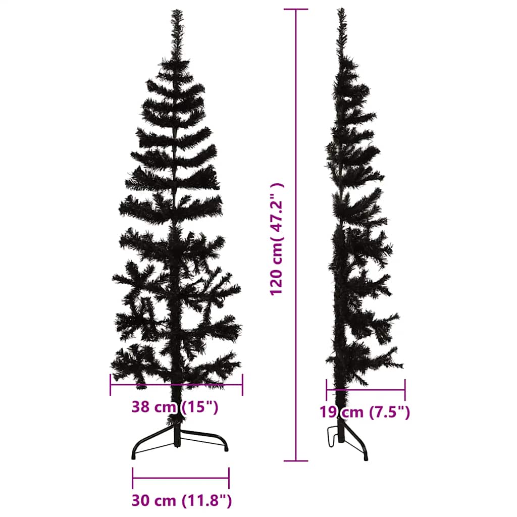 Künstlicher Halb-Weihnachtsbaum mit Ständer Schlank Weiß 180 cm