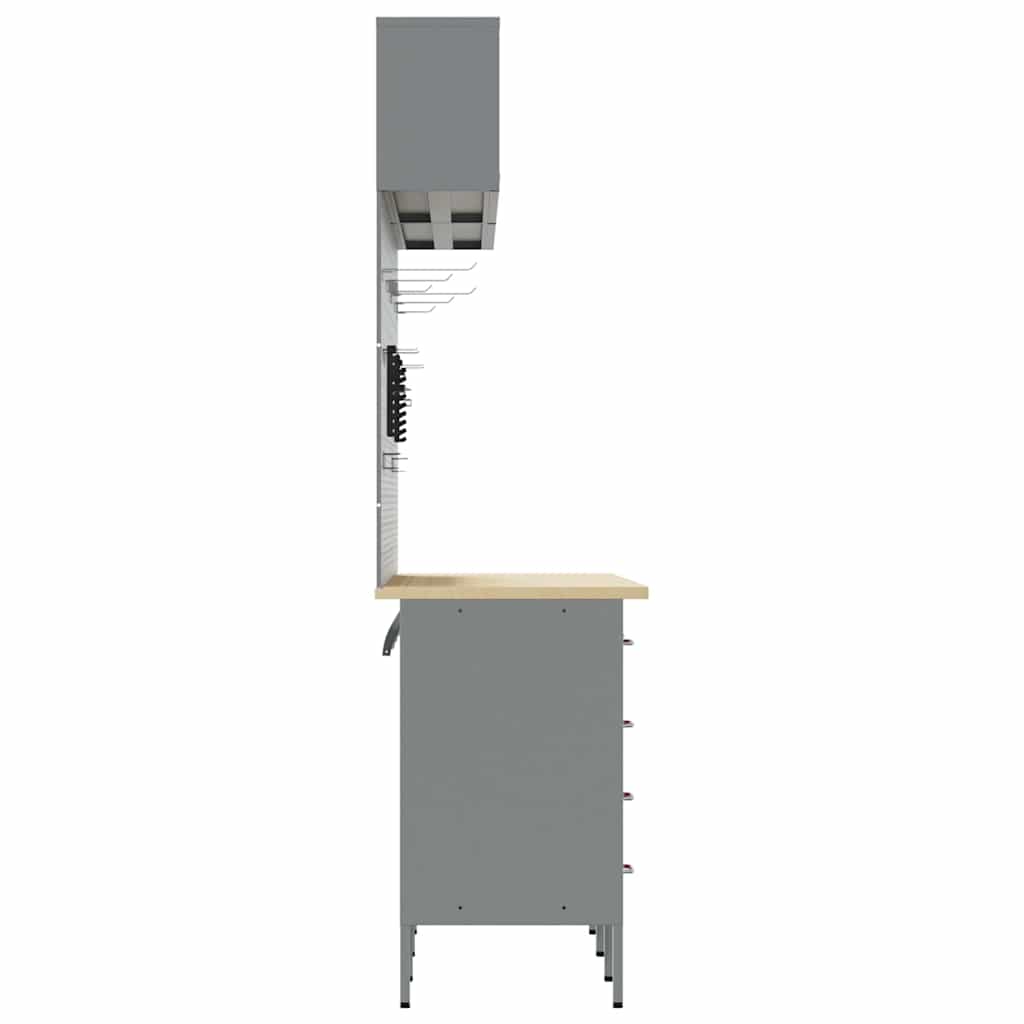 Arbeitsschrankset mit Schubladen mit Regal 8 pcs Grau