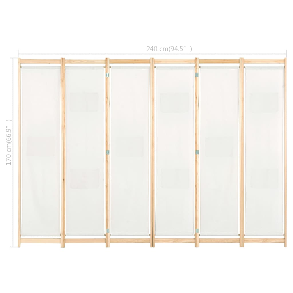 5-teiliger Raumteiler Creme 200 x 170 x 4 cm Stoff
