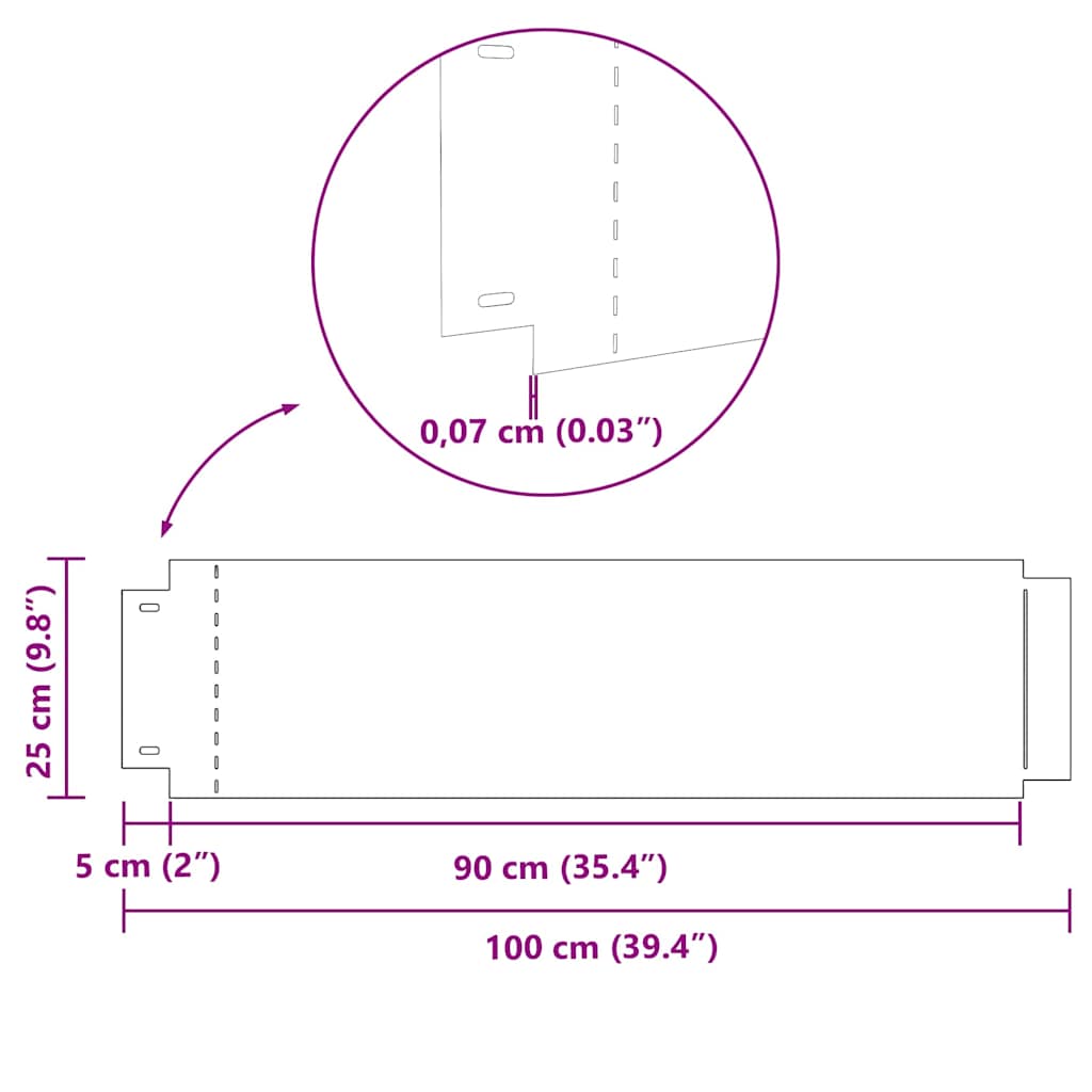 Flexible Rasenkante 5-er Set Verzinkter Stahl 100x14 cm