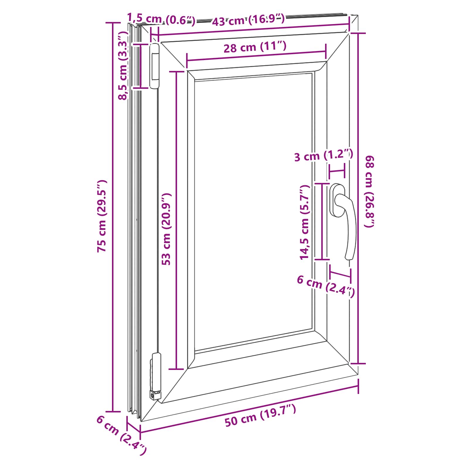 Kellerfenster RISOR 50 x 50 cm PVC und Glas Weiß