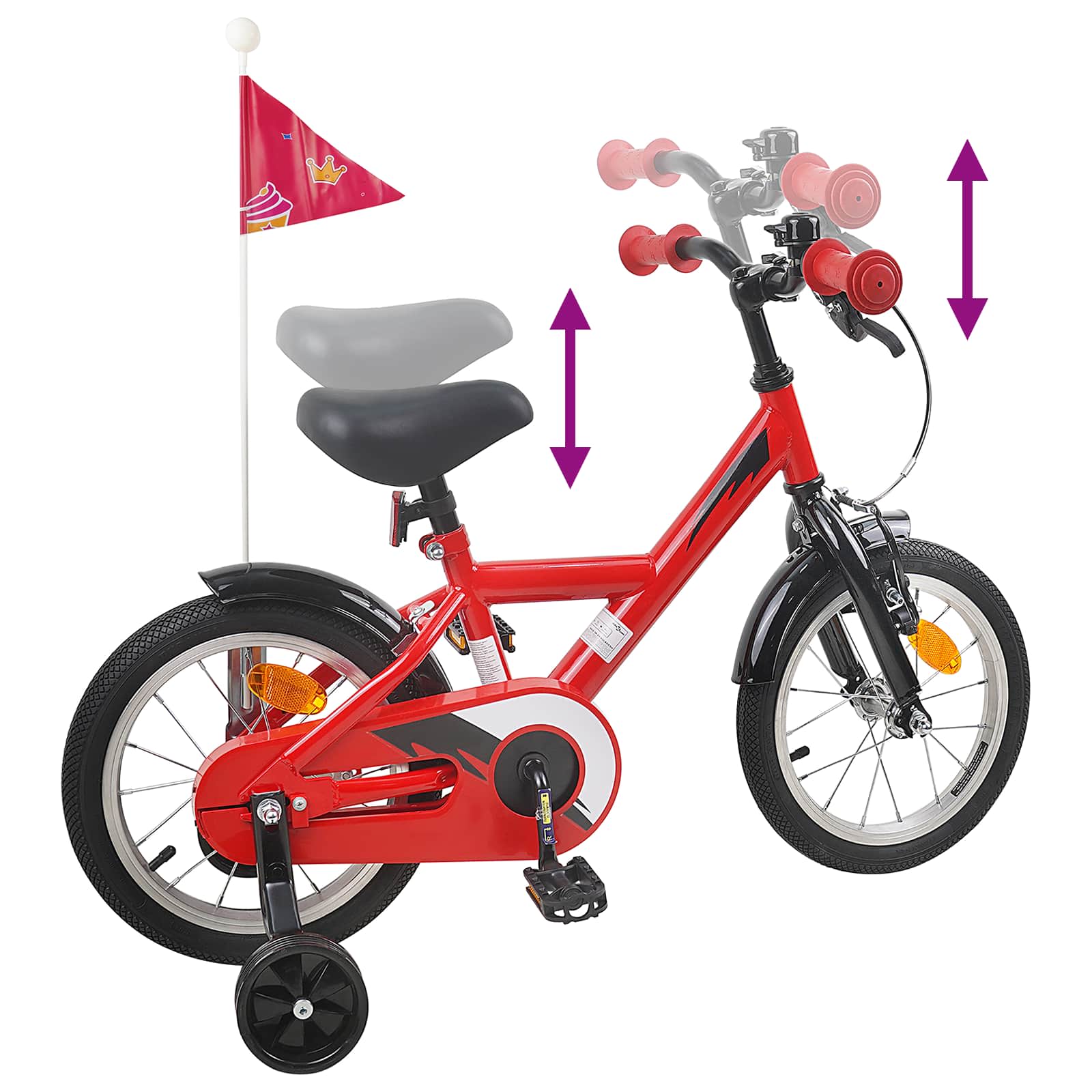 Kinderfahrrad 12 Zoll für 2-4 Jahre alt Schwarz