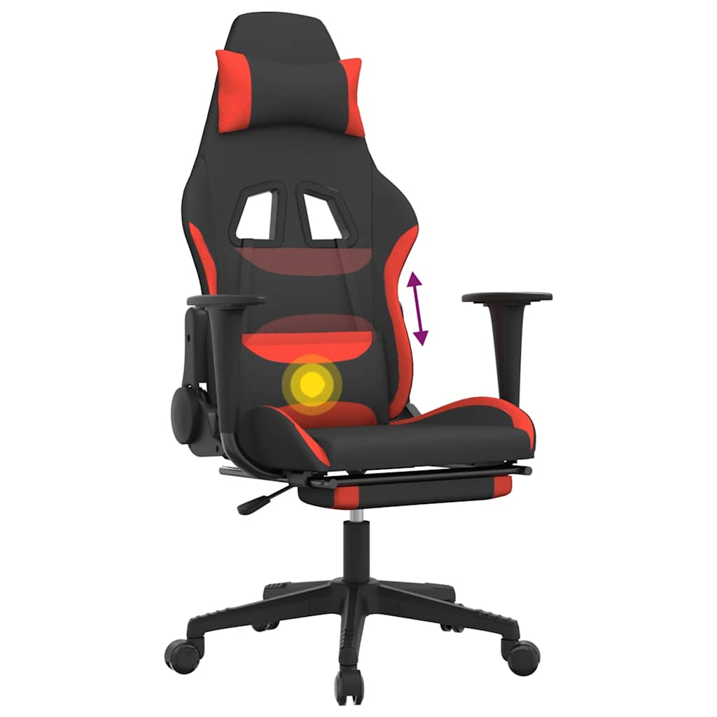 Gaming-Stuhl mit Massagefunktion Schwarz und Creme Stoff
