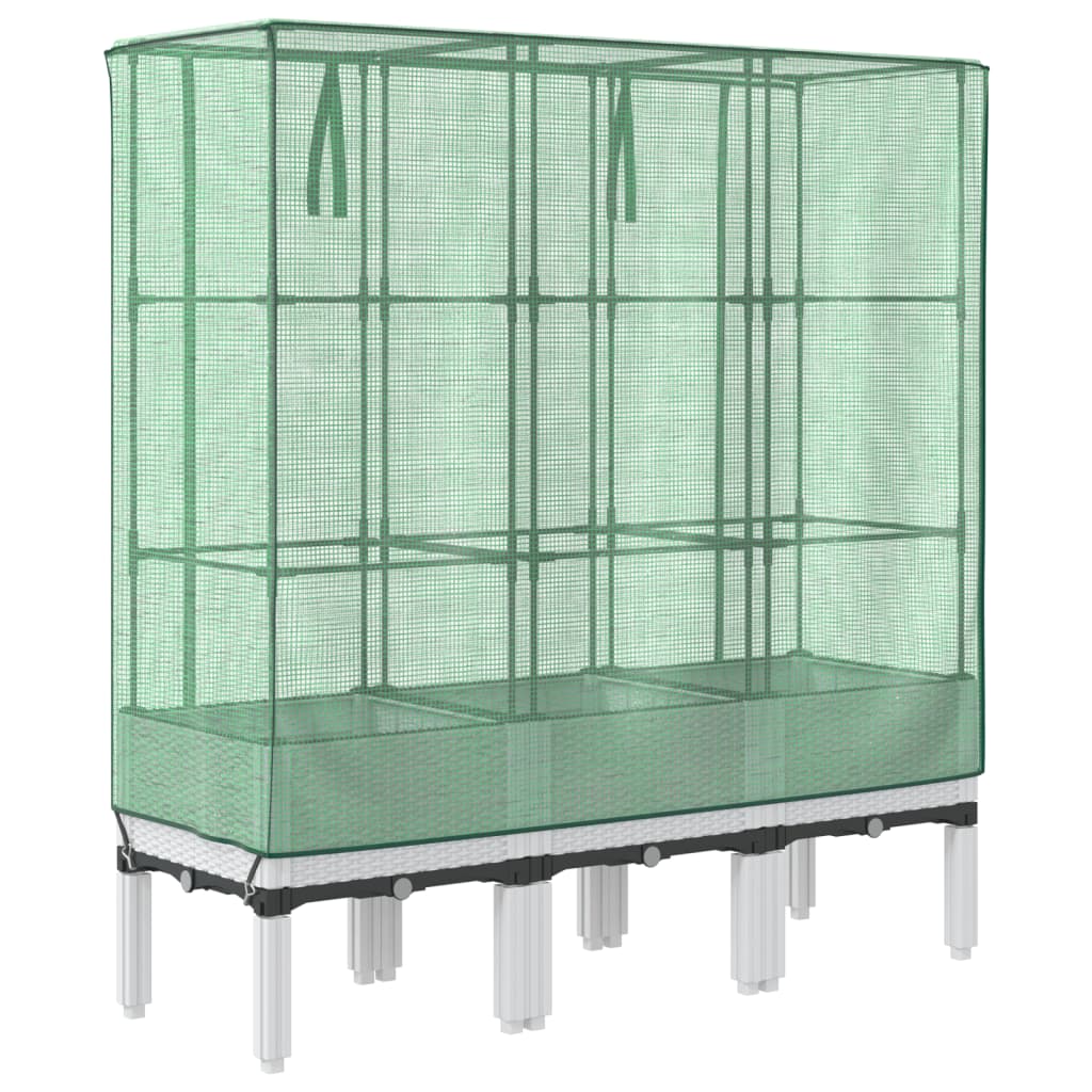 Hochbeet mit Gewächshaus-Aufsatz Rattan-Optik 40x40x140 cm